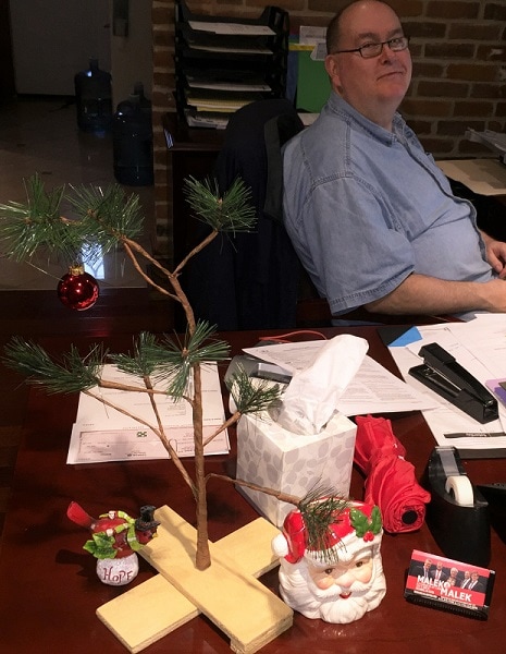 Bill and his Charlie Brown Christmas tree
